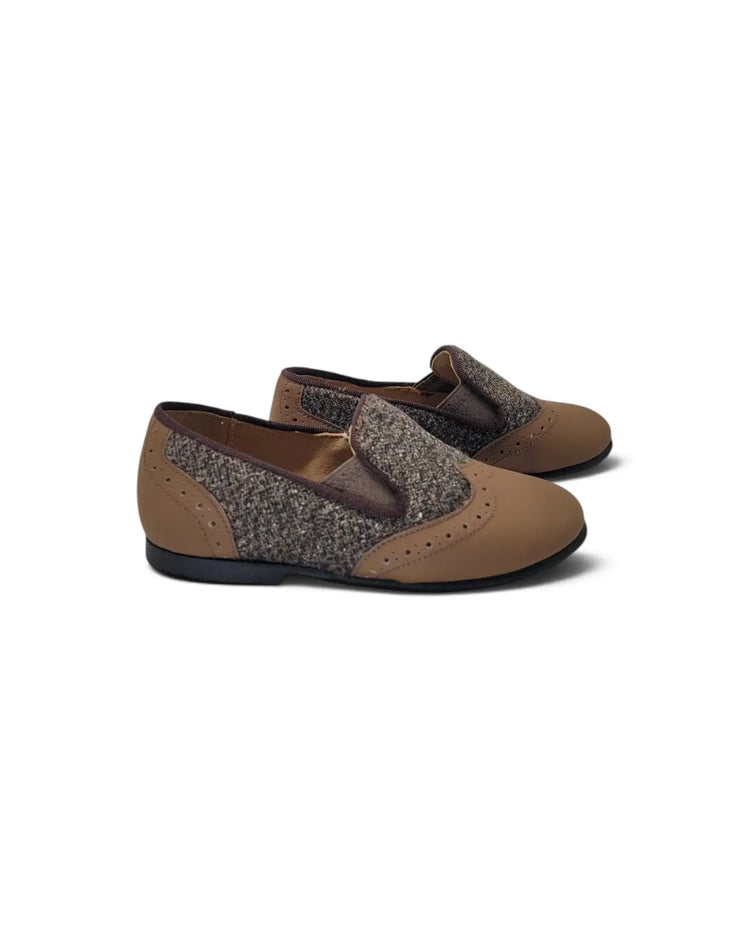 Maria catalan brown tweed smoking shoe | kids’ shoes fast shipping