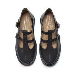 Maria catalan grey florentic burgundy stitching t-strap chunky school shoe 710723 - t strap