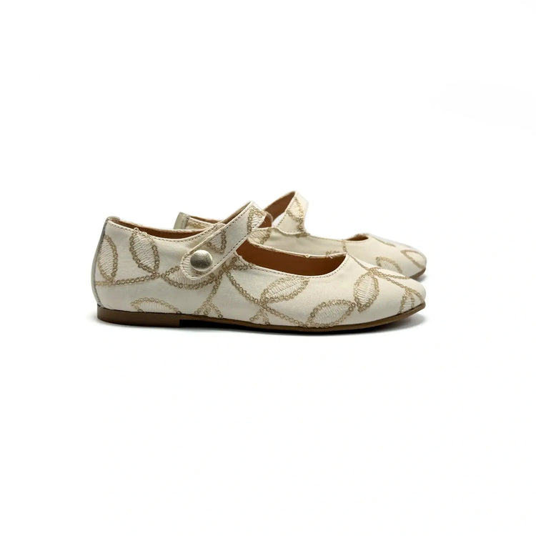 Maria catalan ivory gold mary jane flats fast shipping