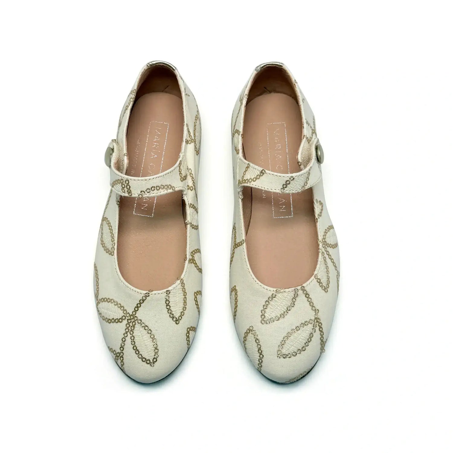 Maria catalan ivory gold mary jane flats fast shipping