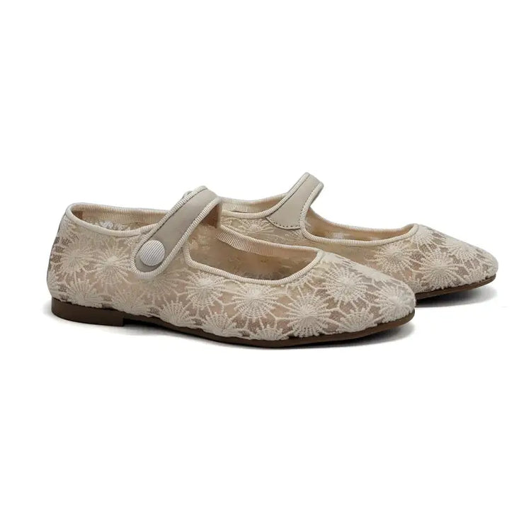 Maria Catalan Ivory Lace Mesh Mary Jane 720720 - GIRLS