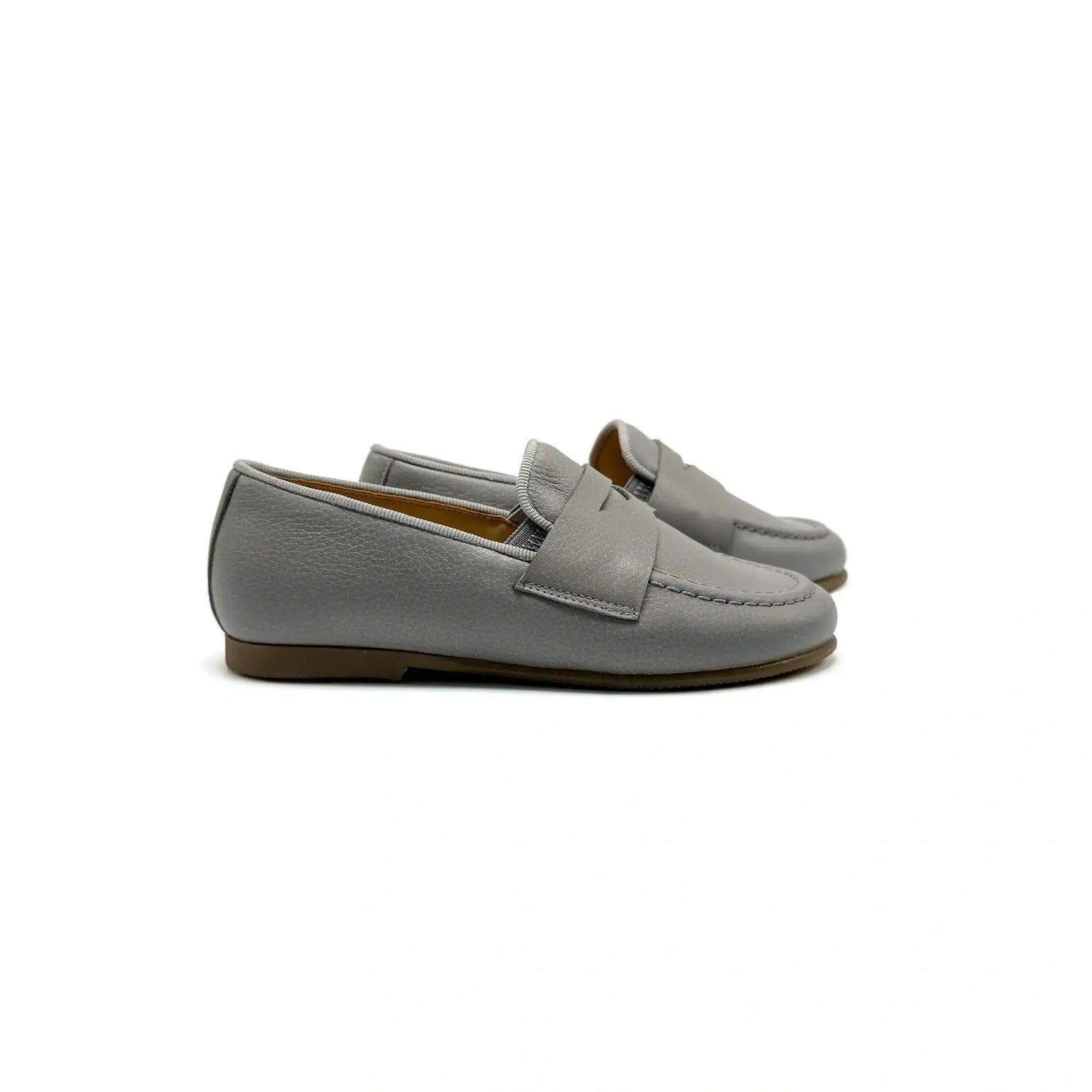 Maria catalan light grey penny loafer leather flats fast shipping
