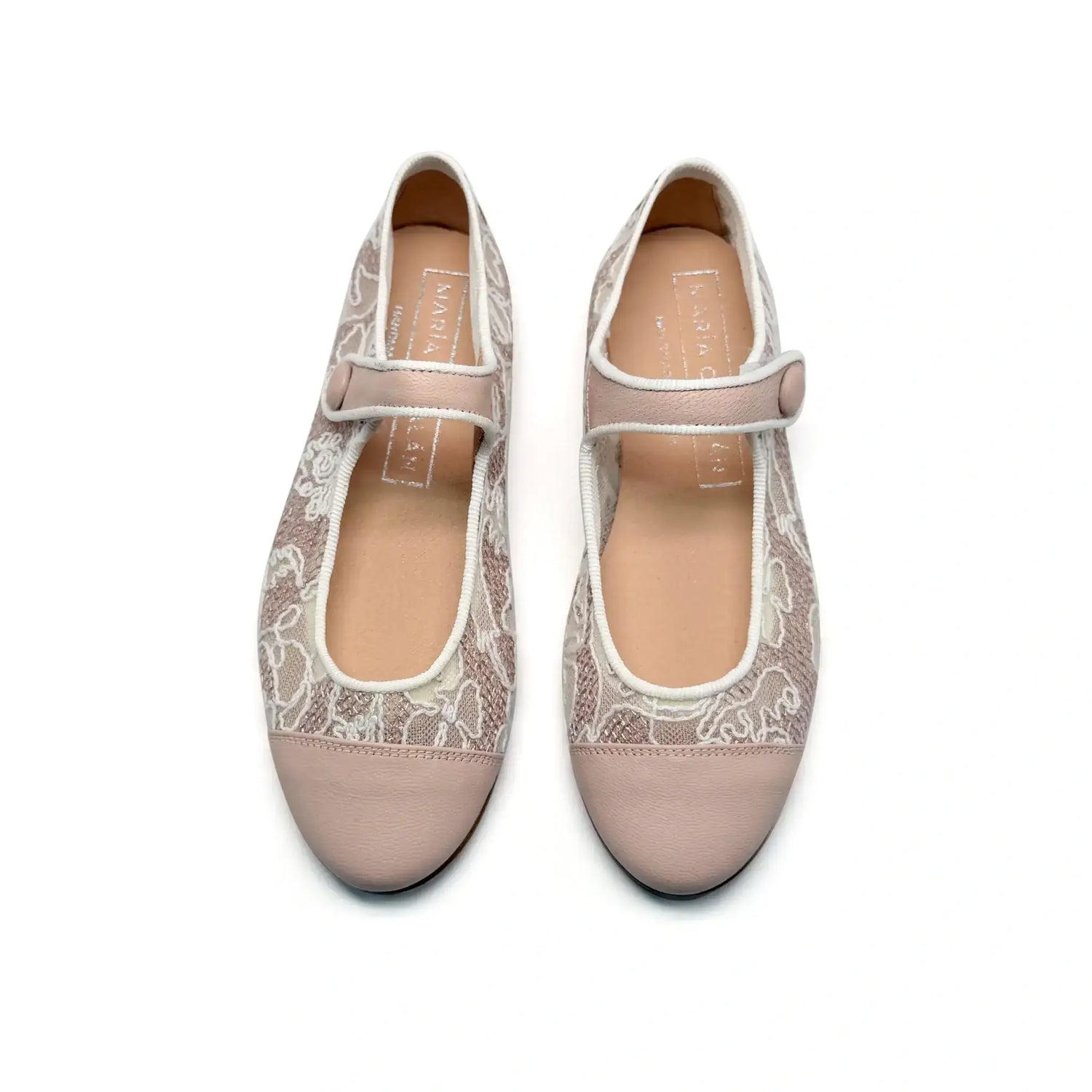Mauve lace mary jane shoes handmade in spain fast shipping