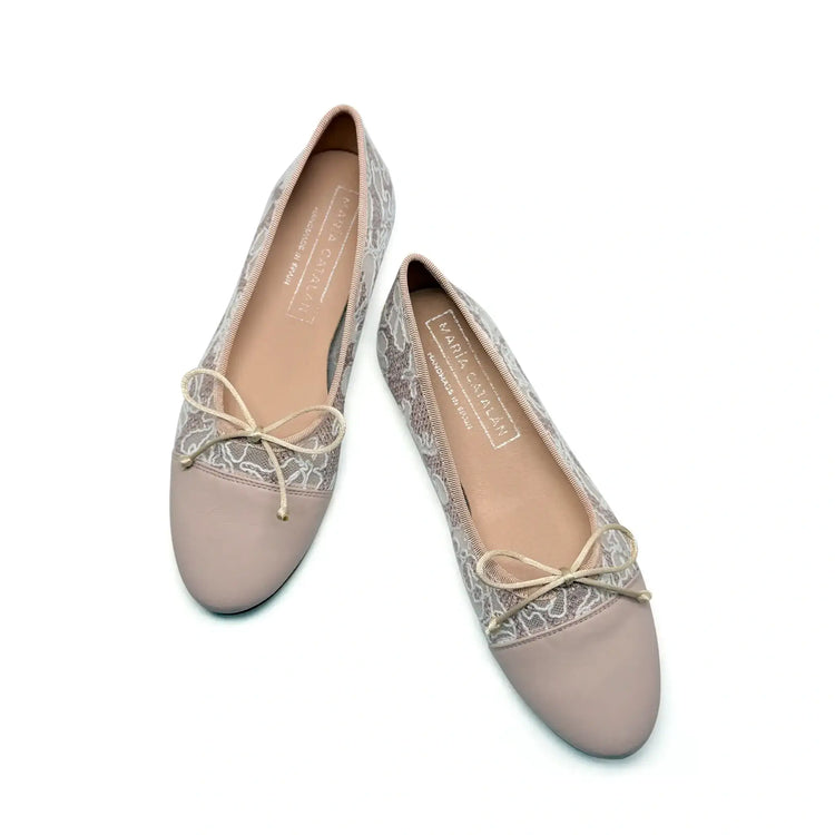 Maria catalan mauve pink lace ballet flats fast shipping