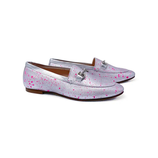 Maria catalan smokin splashed fuschia silver chain slip on - girls