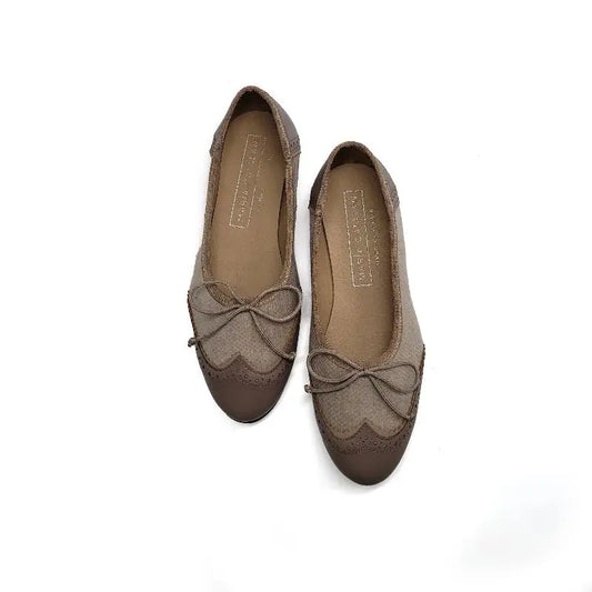 Maria Catalan Taupe Shaker Wingtip Ballet 705705 - GIRLS