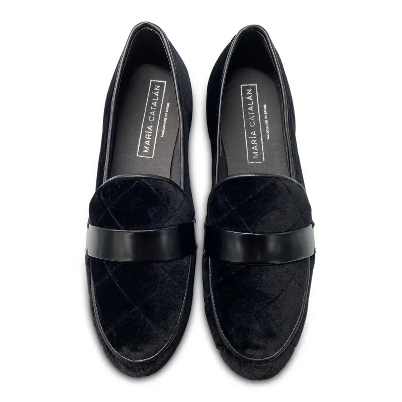 Maria catlan black velvet quilted slip on 505715 - girls