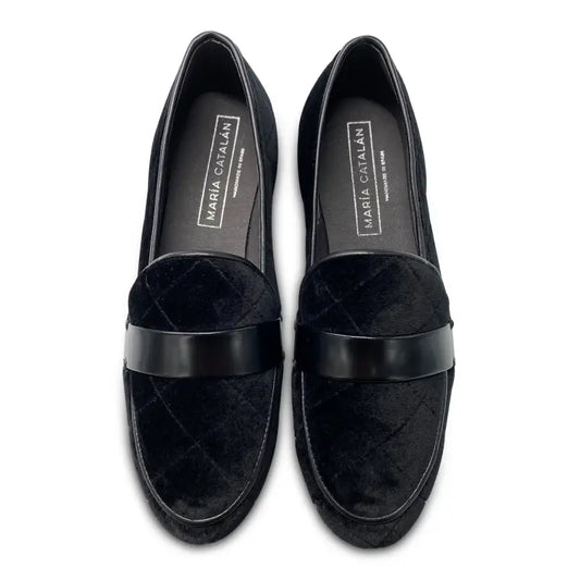 Maria catlan black velvet quilted slip on 505715 - girls