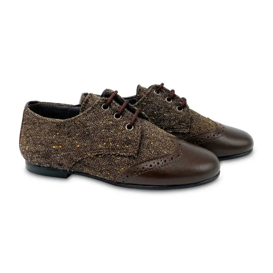 Maria catlan brown tweed wingtip lace up oxford 505709 - dress shoe