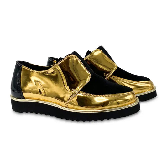 Maria catlan gold black velvet slip on 505732 - girls