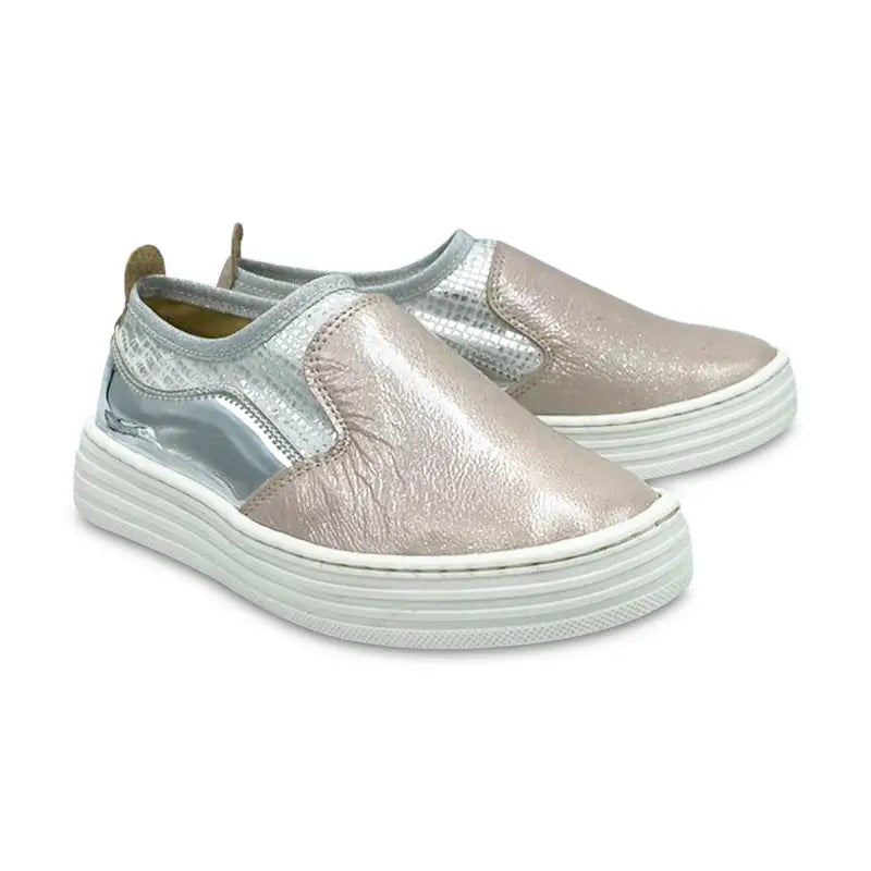 Maria catlan pink silver slip on sock sneaker 500728 - girls