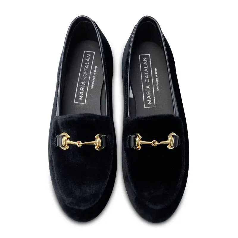 Maria catlan smokin black velvet chain slip on - girls