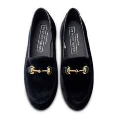 Maria catlan smokin black velvet chain slip on - girls