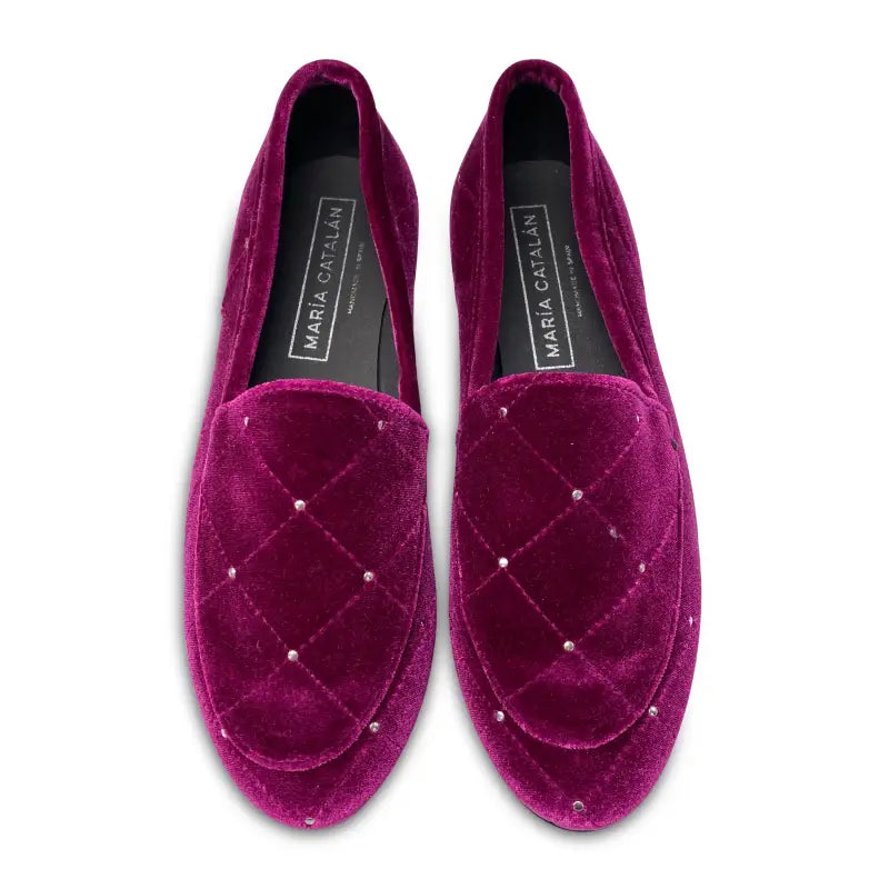 Maria catlan smokin fuschia velvet stud slip on - girls
