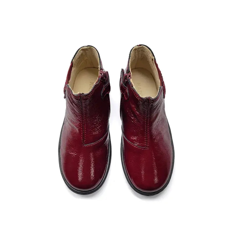 Naturino glarny burgundy patent heart bootie boots