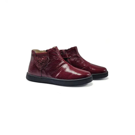 Naturino glarny burgundy patent heart bootie boots