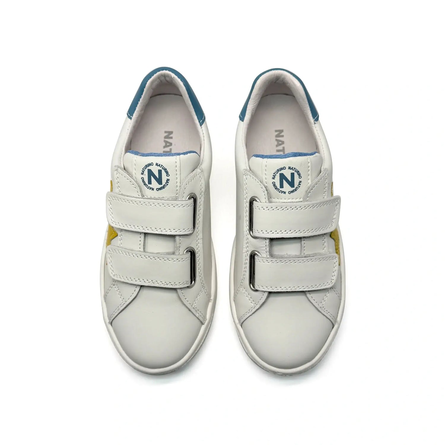 Naturino pinn white yellow velcro sneakers fast shipping