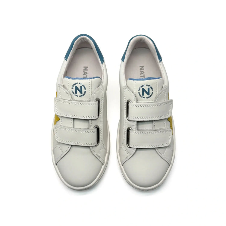 Naturino pinn white yellow velcro sneakers fast shipping