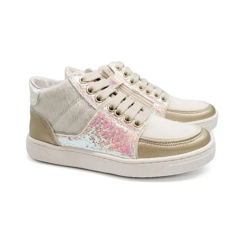 Naturino Sires So Sassy Pink & Gold Hi Top Sneaker - 21 - GIRLS