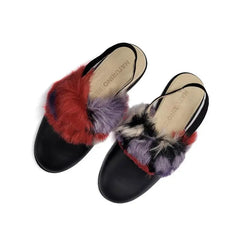 Naturino Toocuutie Multi Fur Black Slingback - GIRLS