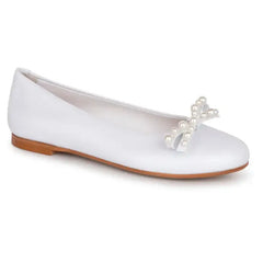 Oca loca white leather pearl ballet flat slip on 8043 - girls