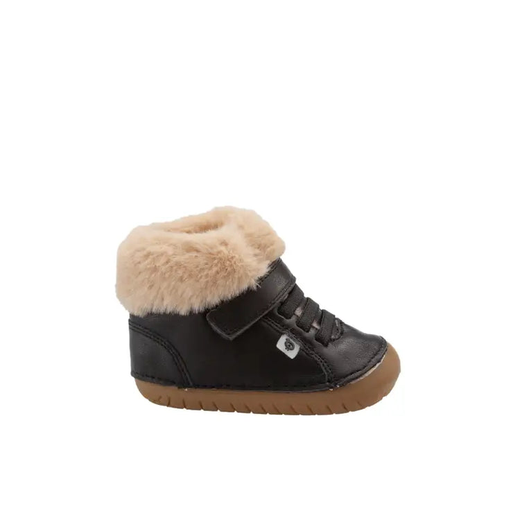 Oldsoles Black Fur Velcro Hi Top Sneaker- BABY GIRL