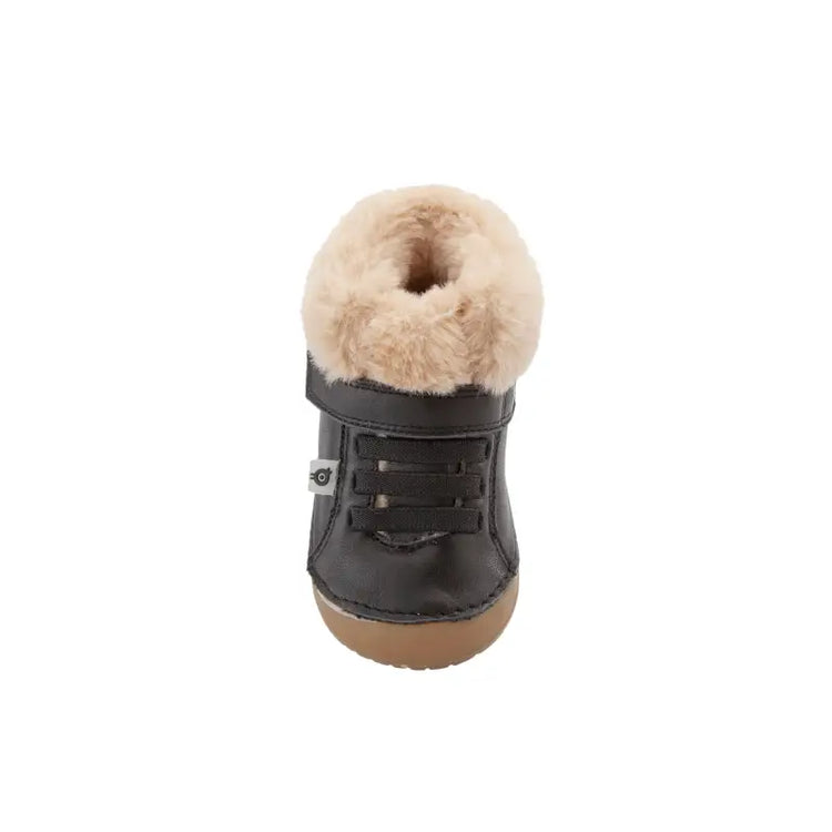 Oldsoles Black Fur Velcro Hi Top Sneaker - BABY GIRL