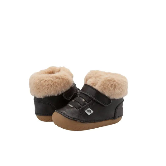 Oldsoles Black Fur Velcro Hi Top Sneaker 4059 - BABY GIRL