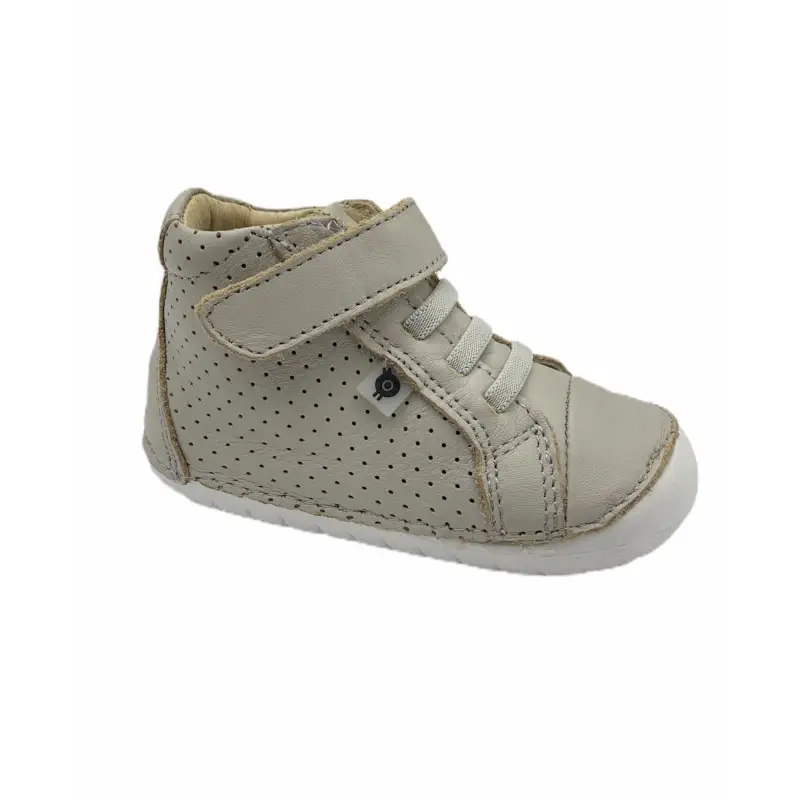 Oldsoles Grey Velcro First Walker High Top  - BABY BOY