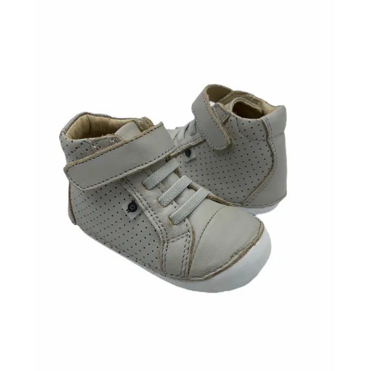 Oldsoles Grey Velcro First Walker High Top  - BABY BOY