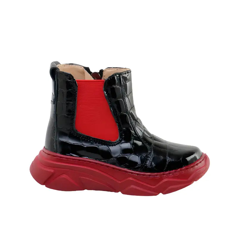 Papanatas Black Patent Bulut Red Sole Boot 37002AB - 33 - BOYS