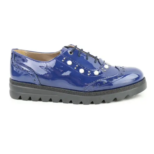 Papanatas blue patent leather pearl oxford 4471x - lace up