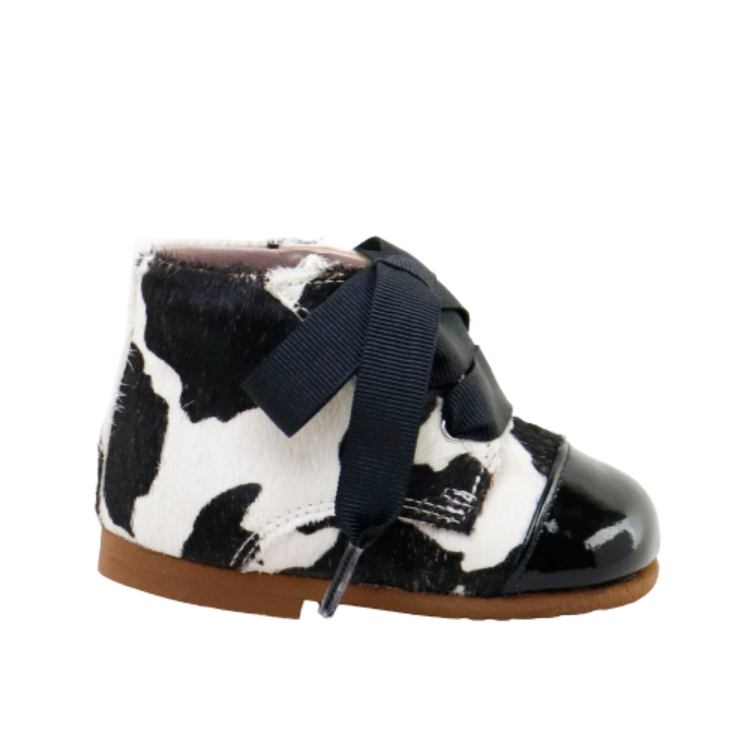 papanatas-cow-print-lace-up-bootie-first-walker