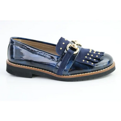 Papanatas navy marble & gold fringe slip on 4466x