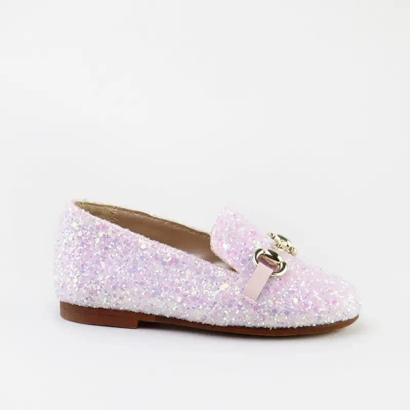 Papanatas pink glitter chain slip on loafer 6474aa - girls