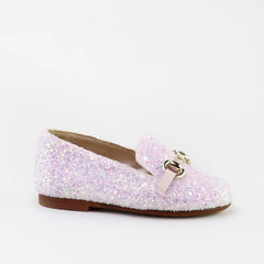 Papanatas pink glitter chain slip on loafer 6474aa - girls