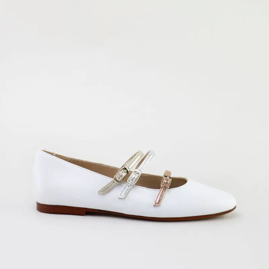 Papanatas white buckled dress shoe 48003aa - girls