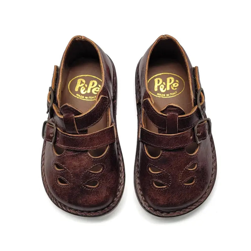 Pepe`-2063- - dark chocolate - first walker t strap