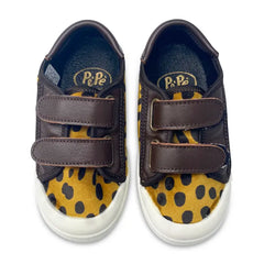Pepe’ dark brown congo mustard velvet velcro sneaker 075 - sneakers
