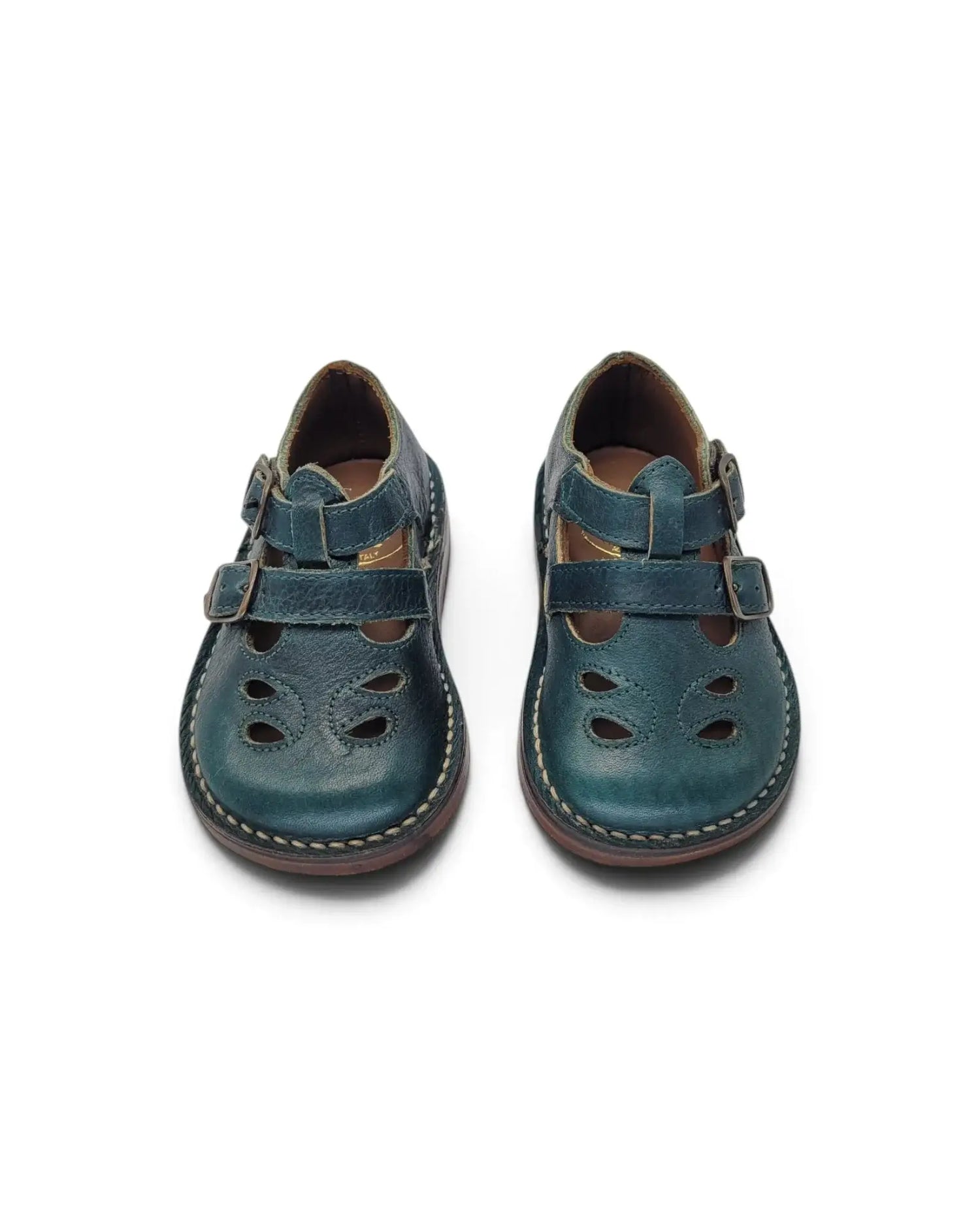 Pepe’ deep green teal double strap t-bar | 2063 fast shipping