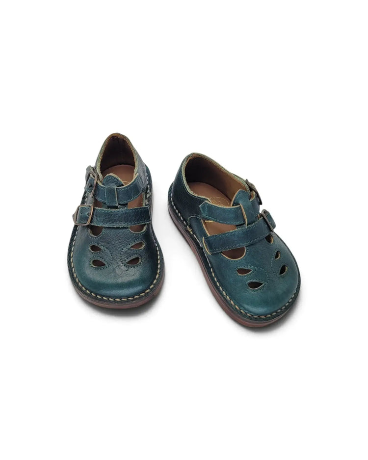 Pepe’ deep green teal double strap t-bar | 2063 fast shipping