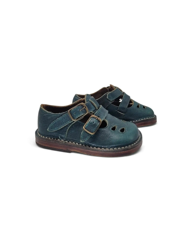 Pepe’ deep green teal double strap t-bar | 2063 fast shipping