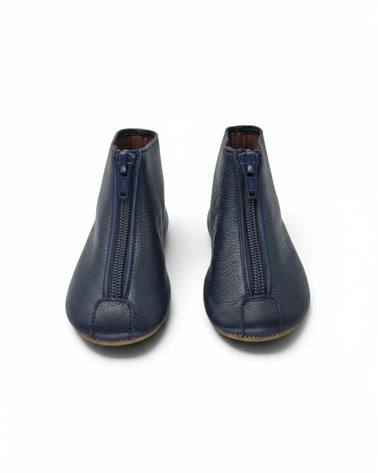 Pepe’ navy grain leather front zipper bootie | kids fast shipping