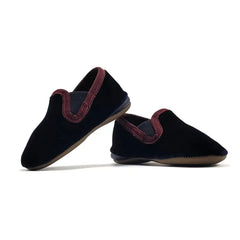 Pepe’ Navy Velvet Burgundy Trimmed Soft Smoking Slip On 280 - GIRLS