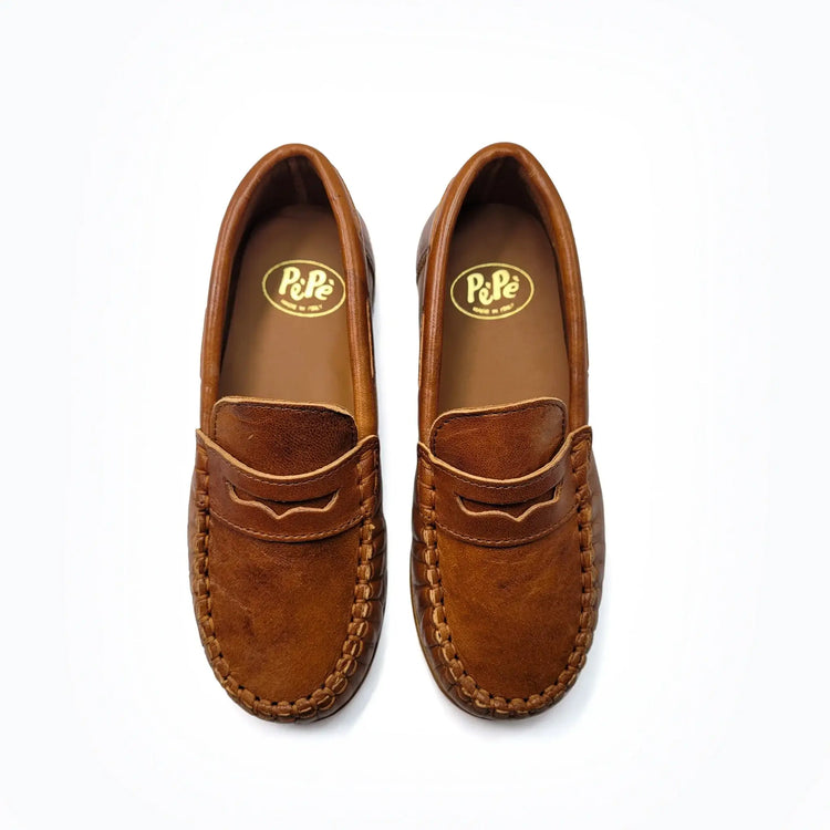 Pepe nespresso brown penny loafer italian leather fast shipping