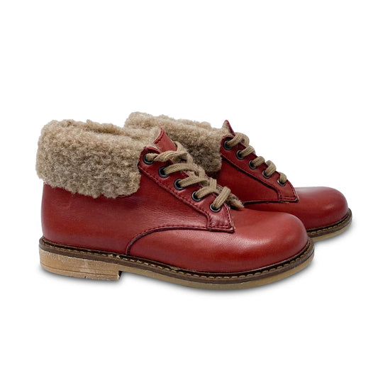 The Eugens Aesop Burgundy Fur Trimmed Lace up