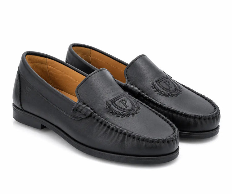 Porte black crest loafer 6366 | kids leather loafers fast shipping
