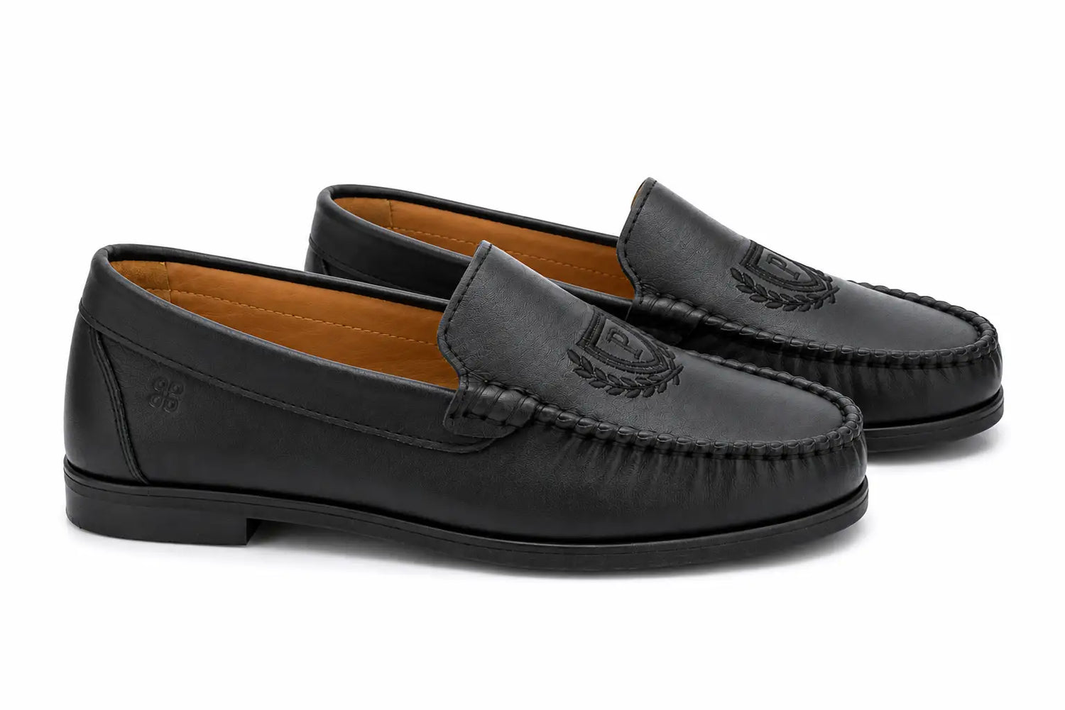 Porte black crest loafer 6366 | kids leather loafers fast shipping