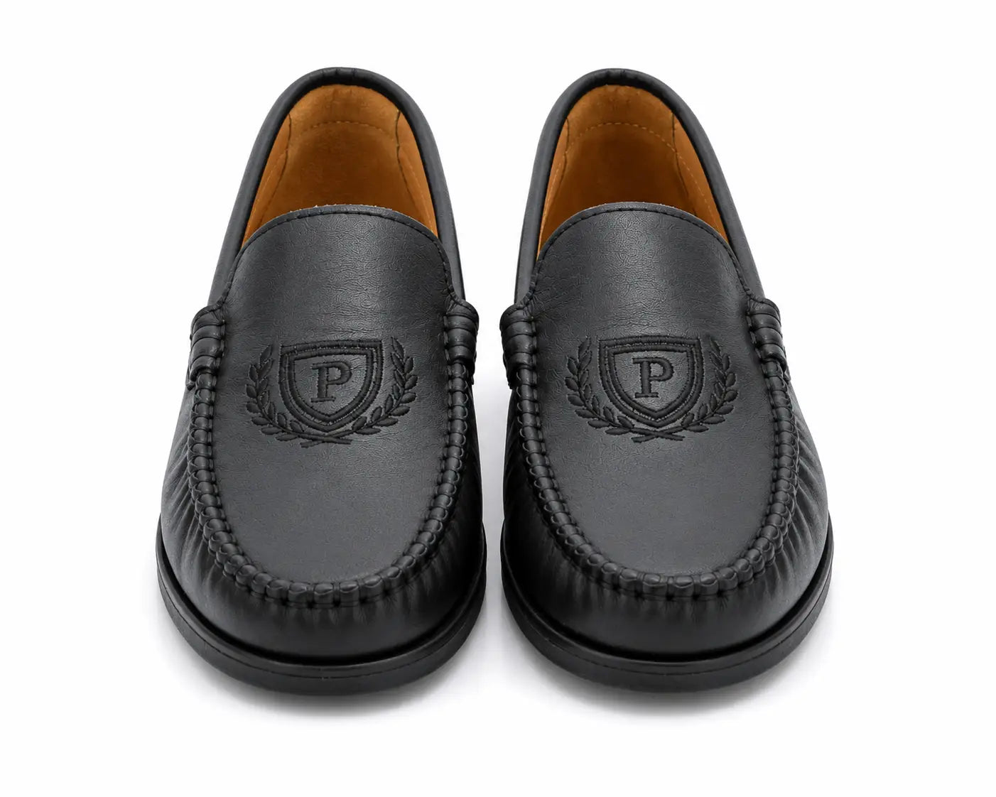Porte black crest loafer 6366 | kids leather loafers fast shipping