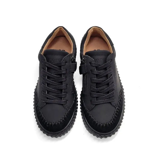 Porte Black Gum Stitched Lace Sneaker 21547 - GIRLS
